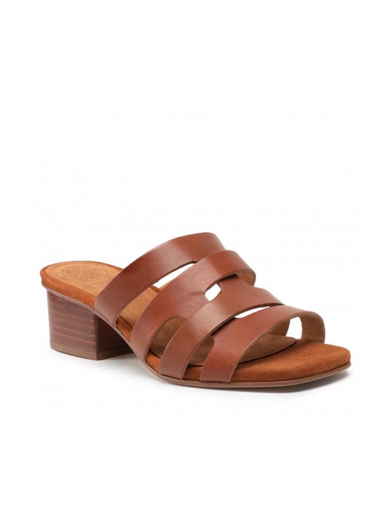 Mules en cuir à large découpe estampé-Mules-Chaussure femme Maroc