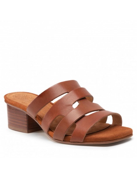 Mules en cuir à large découpe estampé-Mules-Chaussure femme Maroc