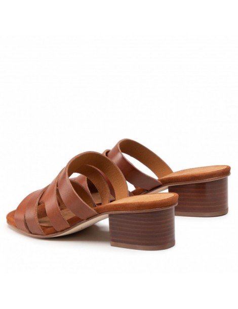 Mules en cuir à large découpe estampé-Mules-Chaussure femme Maroc