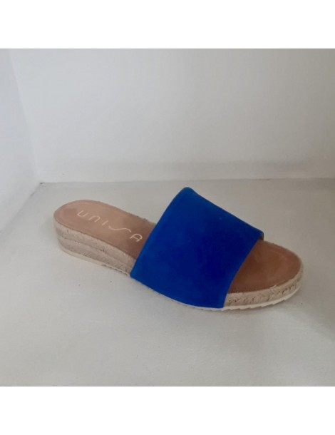 Mules plates en cuir avec petit compensé en jute-Mules-Chaussure femme Maroc